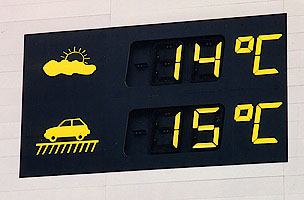 panel s meraním teploty vzduchu a cesty